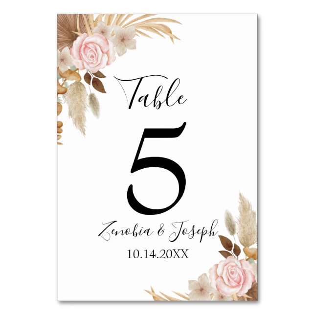 Numéro De Table Mariage floral à feutre minimal (Dos)