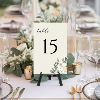 Numéro De Table Mariage Floral à l'Aquarelle Crème Vintage Classiq
