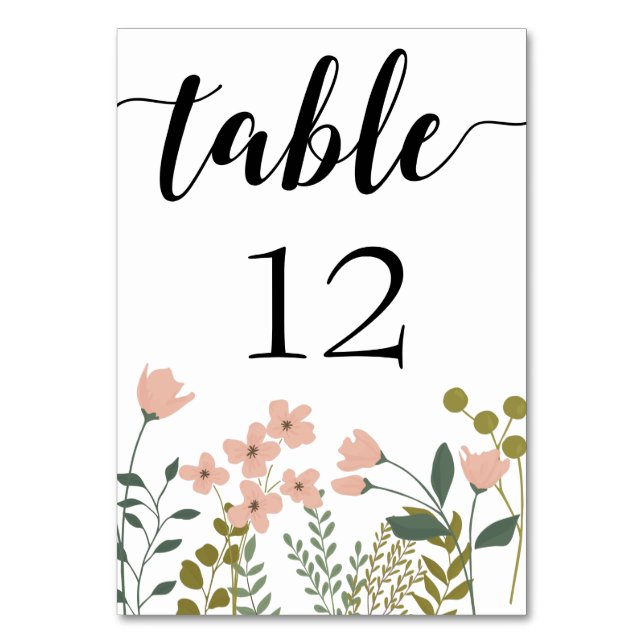 Numéro De Table Mariage floral à ressort rose (Par défaut)