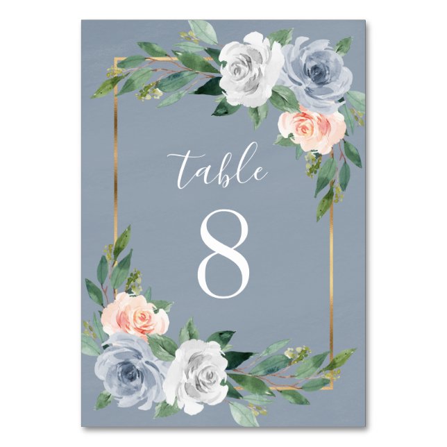 Numéro De Table Mariage floral bleu-bleu-bleu-blanc rose-rose (Par défaut)