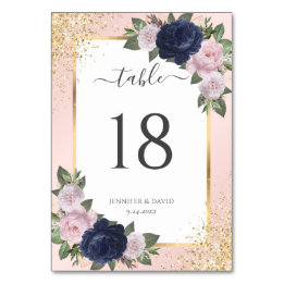 Numéro De Table Mariage floral bleu bleu bleu bleu rose Confetti