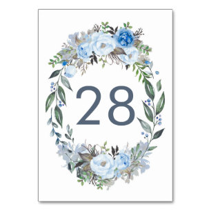 Numéro De Table Mariage floral bleu Dusty