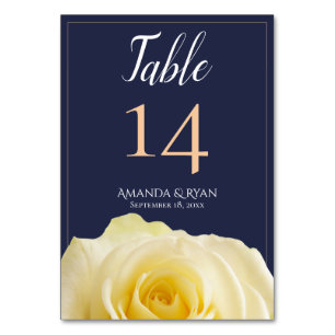 Numéro De Table Mariage Floral bleu jaune moderne