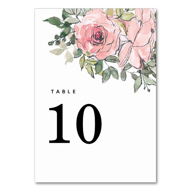 Numéro De Table Mariage floral Blush PInk (Par défaut)