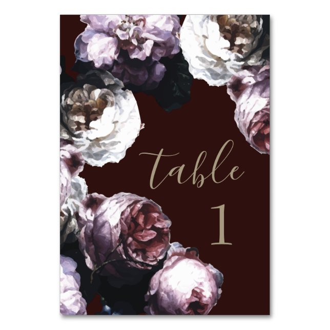 Numéro De Table Mariage Floral Bourgogne  (Par défaut)