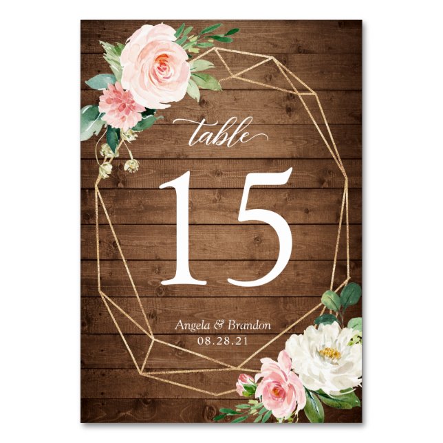Numéro De Table Mariage floral brillant géométrique rustique Numér (Par défaut)