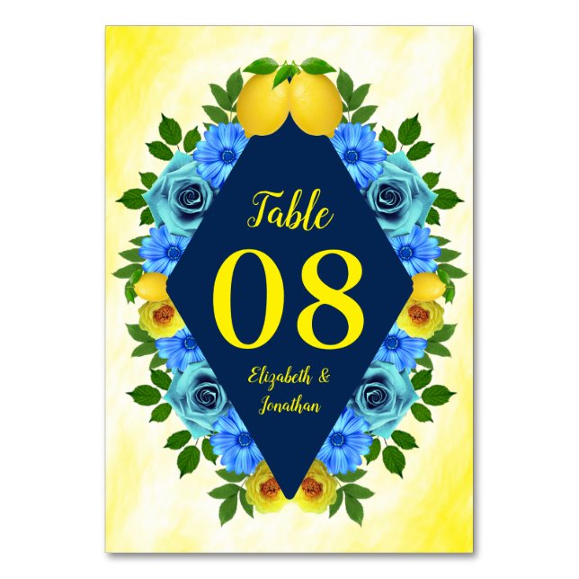 Numéro De Table Mariage floral citron soleil (Par défaut)