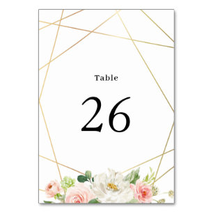 Numéro De Table Mariage floral clair aquarelle géométrique