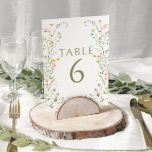 Numéro De Table Mariage floral coloré de prairie Numéros de tablea