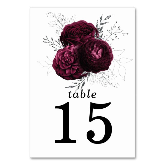 Numéro De Table Mariage floral de Bourgogne Numéro de tableau (Par défaut)