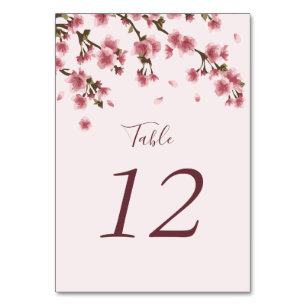 Numéro De Table Mariage Floral de Cerisier Rose