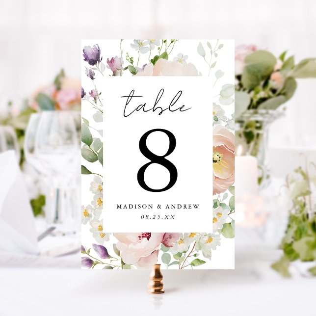 Numéro De Table Mariage floral de printemps délicat (Créateur téléchargé)