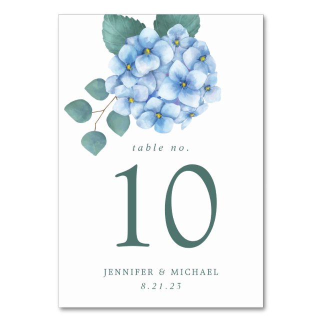 Numéro De Table Mariage Floral d'Hydrangea Bleu (Par défaut)
