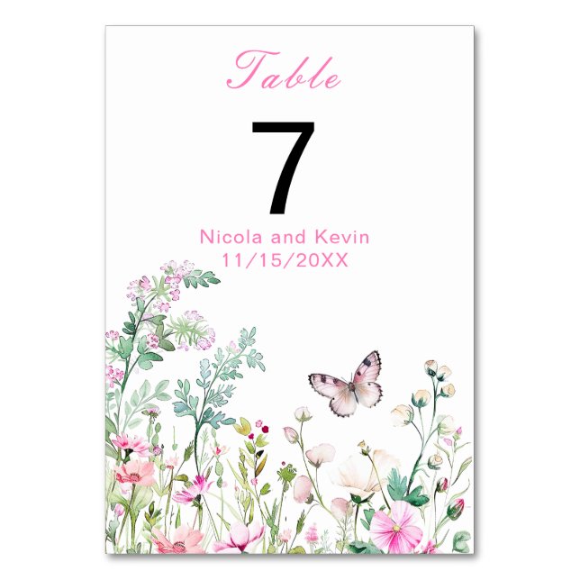 Numéro De Table Mariage floral du papillon vert du printemps (Par défaut)