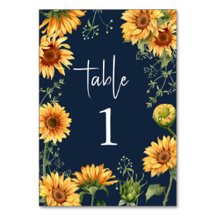 Numéro De Table Mariage Floral Élégant de Tournesols d'Été Automne