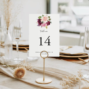 Numéro De Table Mariage floral et botanique rustique