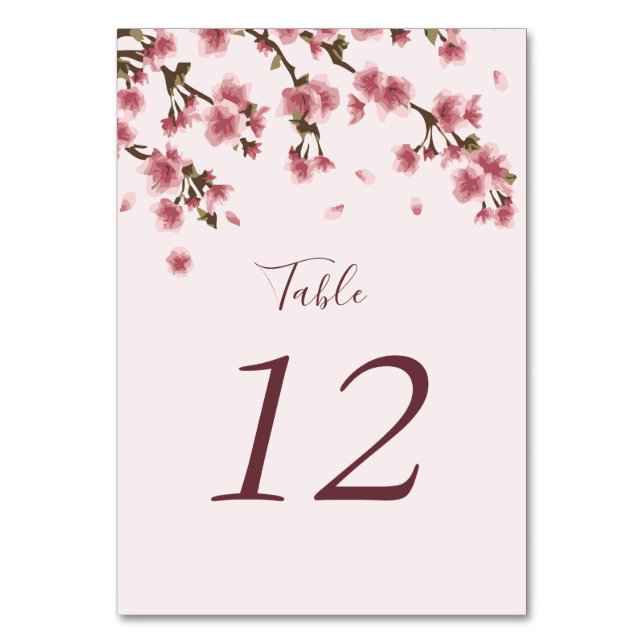 Numéro De Table Mariage Floral Fleur de Cerisier Rose (Par défaut)
