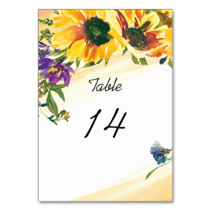 Numéro De Table Mariage floral Fleur sauvage des tournesols