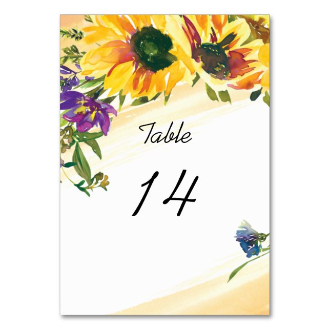Numéro De Table Mariage floral Fleur sauvage des tournesols (Par défaut)