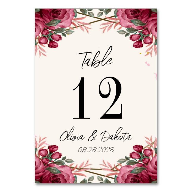 Numéro De Table Mariage floral géométrique Dusty Rose (Par défaut)