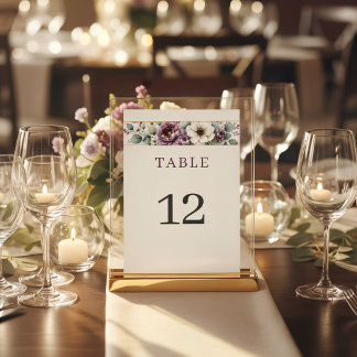 Numéro De Table Mariage Floral Mauve & Sage