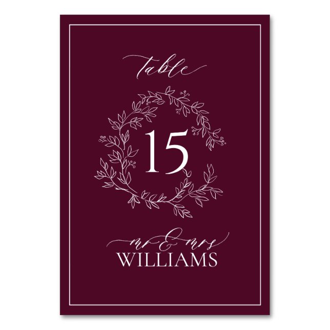 Numéro De Table Mariage floral Monogramme de la crête feuillue de  (Par défaut)