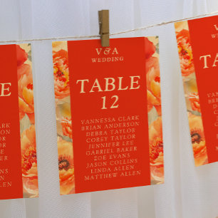 Numéro De Table Mariage Floral Orange Brûlé automne