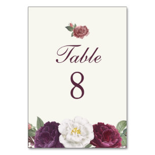Numéro De Table Mariage floral pourpre