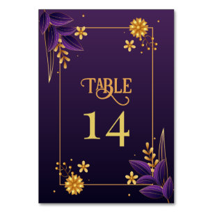 Numéro De Table Mariage Floral Purple & Gold Aesthetics