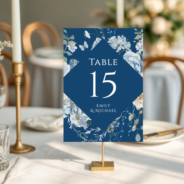 Numéro De Table Mariage floral romantique bleu Dusty (Créateur téléchargé)