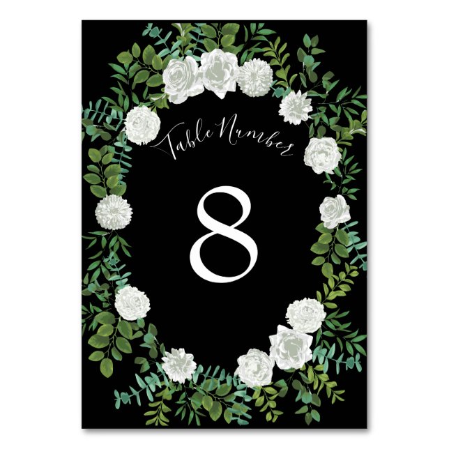 Numéro De Table Mariage floral rose noire et blanche (Dos)