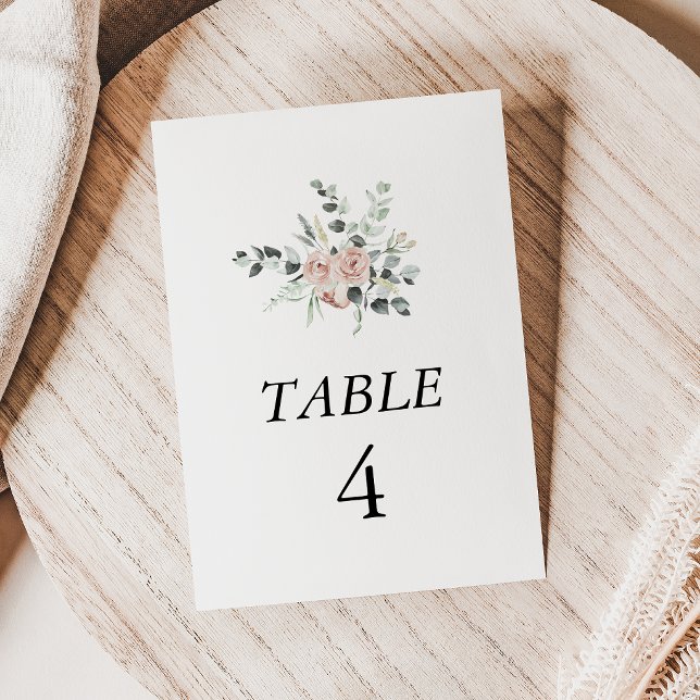 Numéro De Table Mariage Floral Rose Poussiéreuse Classique (Créateur téléchargé)