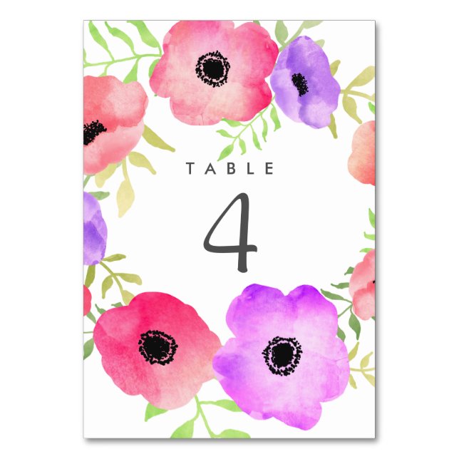 Numéro De Table Mariage floral Whimsical (Dos)