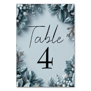 Numéro De Table Mariage Florales hivernales givrees