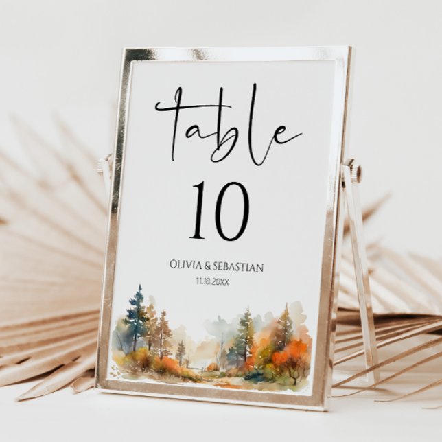 Numéro De Table Mariage forestier d'automne rustique (Créateur téléchargé)
