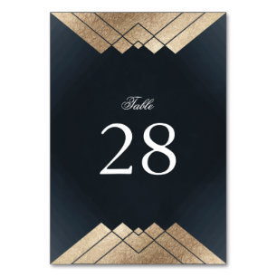 Numéro De Table Mariage Géométrique Dark Navy Gold Gatsby