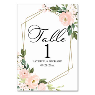 Numéro De Table Mariage Géométrique Floral Rouge Clair