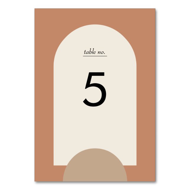 Numéro De Table Mariage géométrique moderne en terre cuite Sand Bo (Par défaut)