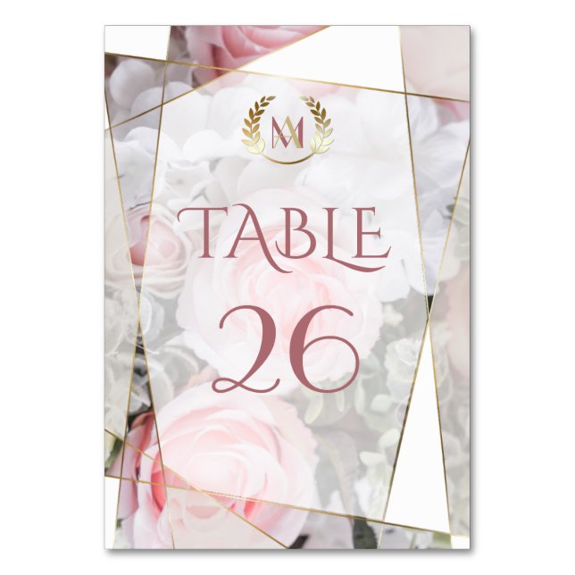 Numéro De Table Mariage géométrique moderne Roses roses roses rose (Par défaut)