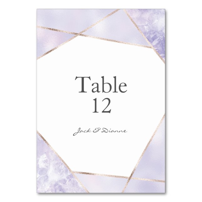 Numéro De Table Mariage géométrique violet et or Numéros de tablea (Par défaut)