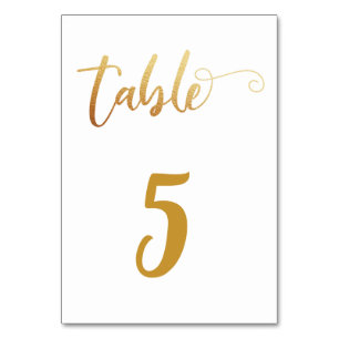 Numéro de table mariage Gold Calligraphie