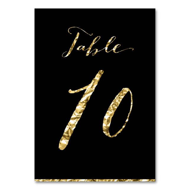 Numéro De Table Mariage Gold Foil Numéro de tableau Noir No. 10 (Par défaut)