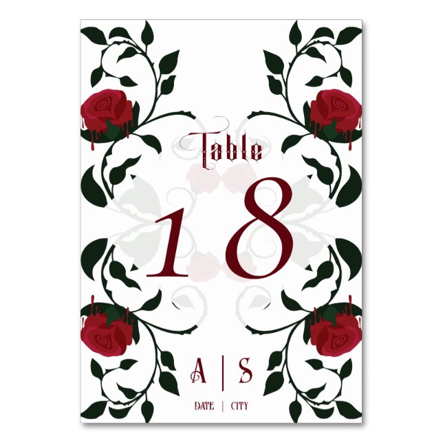 Numéro De Table Mariage gothique Laisser les roses rouges Moody (Par défaut)