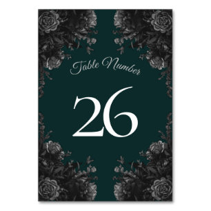 Numéro De Table Mariage gothique Rose vert foncé gris noir