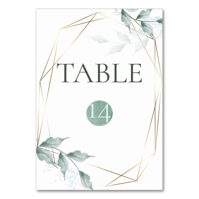 Numéro de table mariage | Grayed Jade Green Botani (Par défaut)