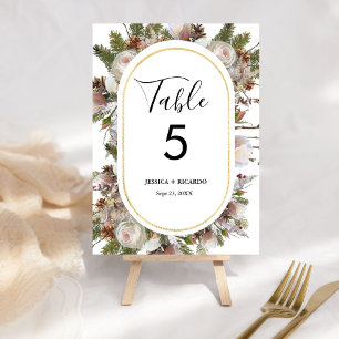 Numéro De Table Mariage hivernal d'hiver couleur rose pêche