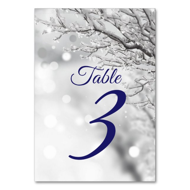Numéro De Table Mariage hivernal scintillant de neige et de glace (Par défaut)