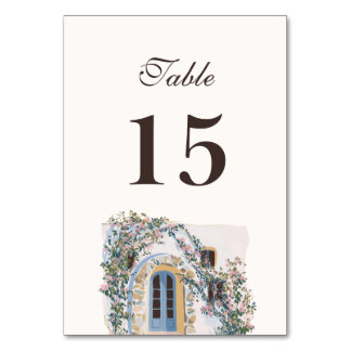 Numéro De Table Mariage Italien Méditerranéen Aquarelle Pastel