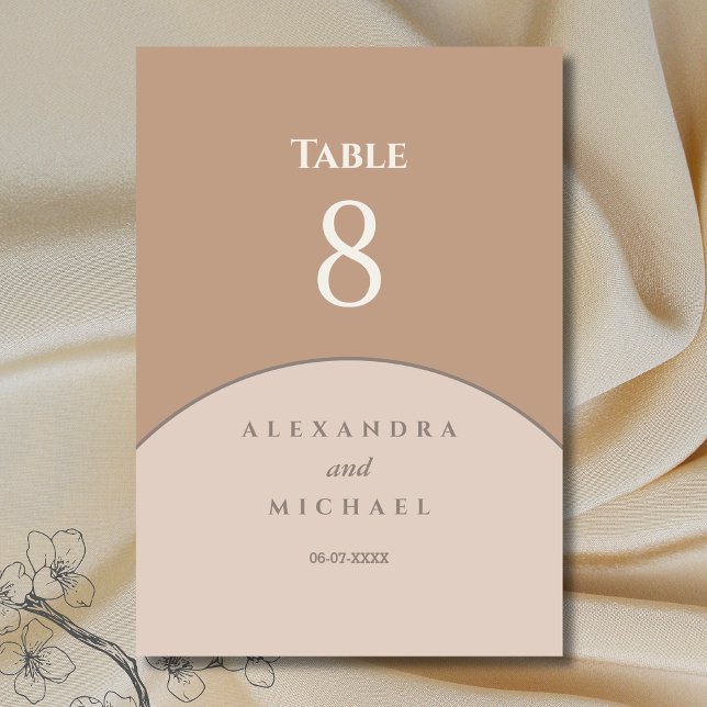 Numéro De Table Mariage japonais minimaliste rose beige (Créateur téléchargé)