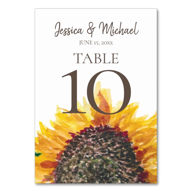 Numéro De Table Mariage Jaune Marron Blanc Bohème Tournesol (Par défaut)